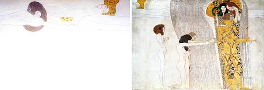 Gustav Klimt, Beethoven Frieze:  Floating Genii, Knight in Shining Armor
